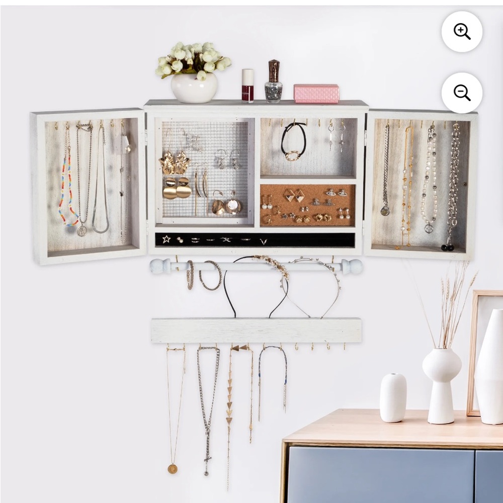Wall-Mounted Jewelry Organizer in White